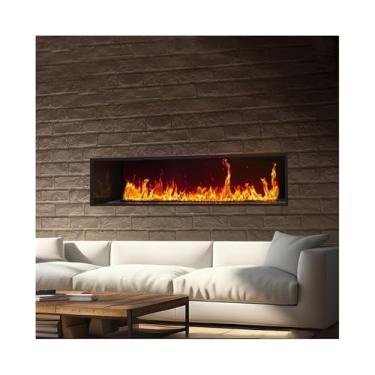 Imagem de Lareira Decorativa Lareira atomizadora 3D, lareira decorativa embutida, elétrica moderna, 5 níveis de brilho chama, temporizador e controle remoto(XX-Large)