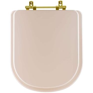 Imagem de Tampa De Vaso Poliéster Vogue Plus Amendoa Para Bacia Deca Com Ferragem Dourada