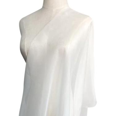 Imagem de Mulberry Enrugado Seda Enrugada Chiffon 10 Momme Roupas Tecido Impresso Vestidos de Tule para Mulheres para Costura por Metros SCC10L (Branco Natural, 1 jarda)