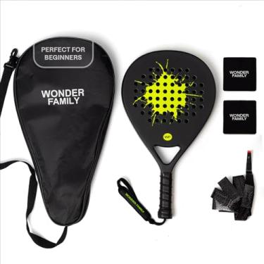 Imagem de Padel Racket with Overgrip & 2 Wristbands – Memory EVA Foam, Perfectly Balanced – Pala de Padel – Fiberglass Paddle for Beginners and Intermediates – Includes 420D Fiber Bag – Black