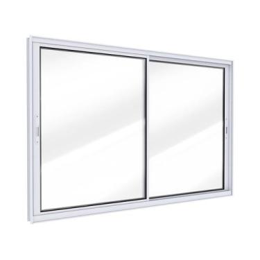 Imagem de Janela de Alumínio de Correr Lateral 2 Folhas Móveis 100x150cm Lucasa 