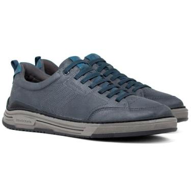 Imagem de Tênis Masculino Democrata Casual Denim Dylan Couro Cadarço Elástico Co