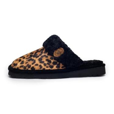 Imagem de ARIAT Pantufas femininas exóticas quentes e confortáveis para uso interno/externo com cabedal de couro de camurça genuíno, Cheetah, 40