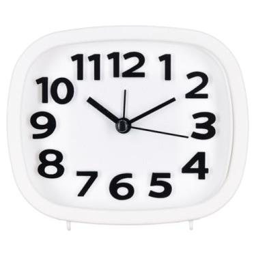 Imagem de Relógio De Mesa Decorativo Despertador Escritório Quarto Sala/REL-028 (Branco e Preto)