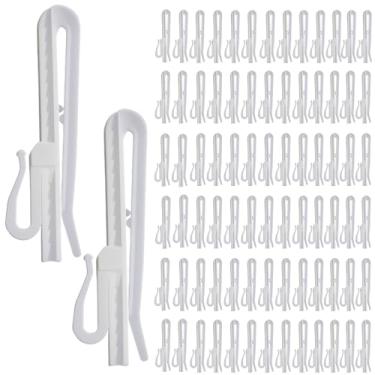 Imagem de 80 ganchos de cortina de plástico ajustáveis – Sistema de catraca para cortinas plissadas, perfeito para janelas, portas e cortinas de chuveiro (85 mm)