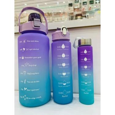 Imagem de Garrafa De Água Kit 3 Squeeze 2l Academia Escola Antivazamento Cor Rox