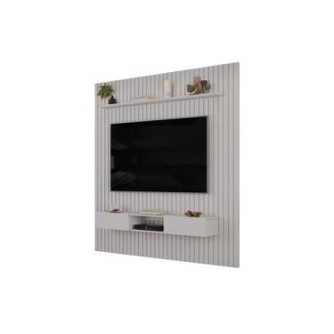Imagem de Painel Ripado Com Rack Suspensa Para Tv Até 75 Sala Moderna Com Home B