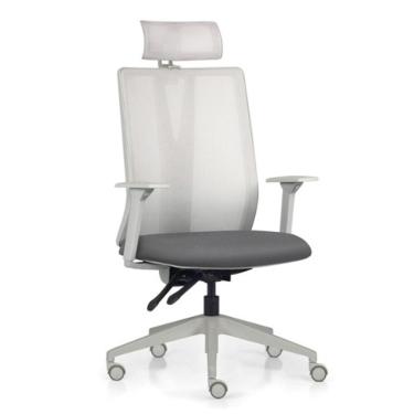 Imagem de Cadeira Escritório Giratória Presidente Flow F02 Base Cinza Crepe Grafite - Lyam Decor