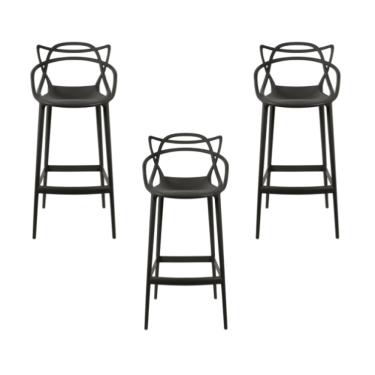 Imagem de Kit - 3 X Banquetas Médias Masters Allegra - 66 Cm - Preto