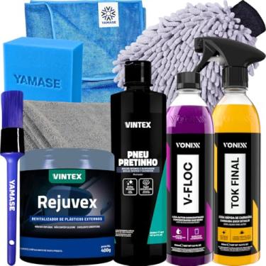 Imagem de Kit Produtos Vonixx Para Lavagem De Motos e Carros V-floc Tok final Pneu pretinho Rejuvex Acessórios