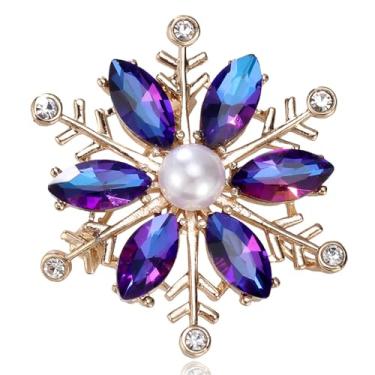 Imagem de Broche de floco de neve de Natal para mulheres, broches de lapela de floco de neve de cristal brilhantes broches de natal coloridos broches de inverno broche de roupas chapéu bolsa saia acessórios