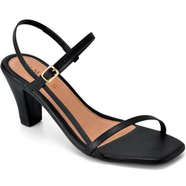 Imagem de Sandália Feminina Lumiss Salto Fino Bico Quadrado Fivela Delicada Confortável preto35