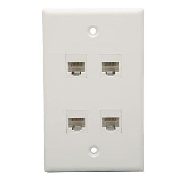Imagem de ASHATA Placa de Parede Ethernet, Placa de Parede Pré-montada Com Economia de Espaço Cat6 de 4 Portas Com Parafusos, para Escritório Doméstico