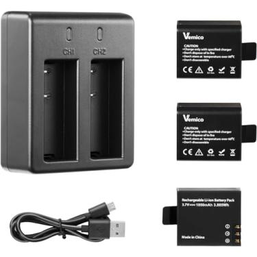 Imagem de Bateria de câmera de ação 1050 mAh pacote com 3 baterias PG1050 para câmeras esportivas AKASO EK7000, Brave 4, SJCAM, Apexcam, Wolfang, Jadfezy, Xilecam, Dragon Touch, VEMONT