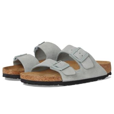 Imagem de Birkenstock Sandália feminina Arizona macia de camurça, Pure Sage, 11-11.5 Narrow