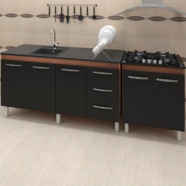 Imagem de Balcao Pia 150cm E Cooktop 5 Bocas Savana Preto Mobbs Savana Preto - M