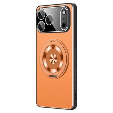 Imagem de HAOMRIYL Capa para iPhone 17 Pro Max/17 Pro/Air/17, capa com suporte de anel giratório, fina, à prova de choque, proteção de lente PC Shell, laranja, 17 Pro