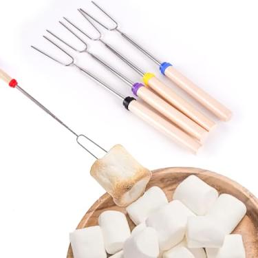 Imagem de Kit de 5 garfos de churrasco de marshmallow de 81 cm – para equipamentos de cozinha de cachorro-quente de algodão doce, equipamento essencial de acampamento, acessórios ao ar livre