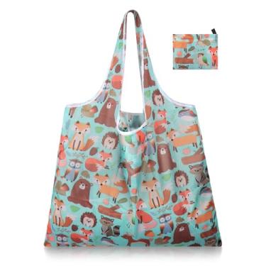 Imagem de Sacolas de compras reutilizáveis de poliéster dobrável, lindas sacolas de compras reutilizáveis para mulheres, grandes, resistentes, laváveis na máquina