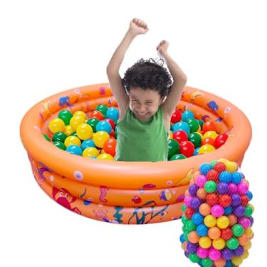 Imagem de Piscina Inflável 100L Laranja Bebê Infantil C/100 Bolinhas Coloridas