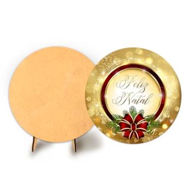 Imagem de Painel Redondo C Elastico 50cm Natal + Suporte MDF (NAT002)