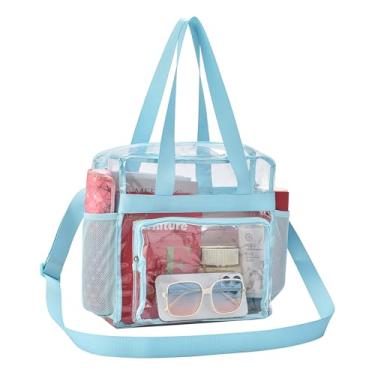 Imagem de Busiuw Bolsa transparente para eventos de estádio 30 x 30 x 15 cm, bolsa transparente com alças reforçadas e bolso frontal para estádio, trabalho, viagens e eventos esportivos (Aqua)