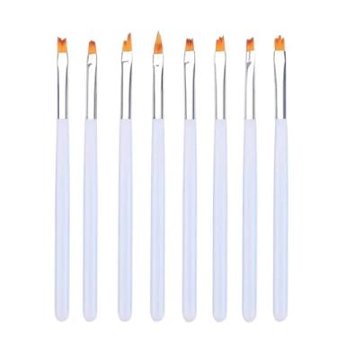 Imagem de Conjunto de pincéis de arte de unhas de 8 peças – Caneta floral premium e dente de serra para pintura de unhas, ferramentas de estilo adequadas para pincel criativo de esmalte, branco
