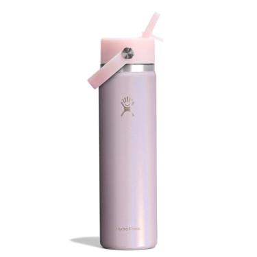Imagem de Hydro Flask Garrafa de água - aço inoxidável isolado - tampa larga de palha, não derrama, à prova de vazamento em rosa brilhante de 680 g