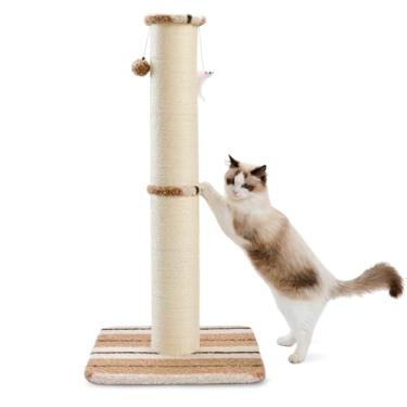 Imagem de Joydeco Poste para arranhar gatos 86 cm, corda de sisal resistente e grossa com bola e ratos para gatos internos (café)