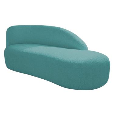 Imagem de Divã Recamier Curvo Luna 160cm Lado Direito Suede - Doce Sonho Móveis Azul Turquesa