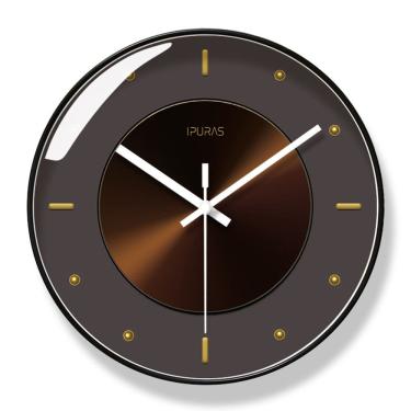 Imagem de Relógio de parede moderno minimalista de 30 cm redondo com design marrom/dourado