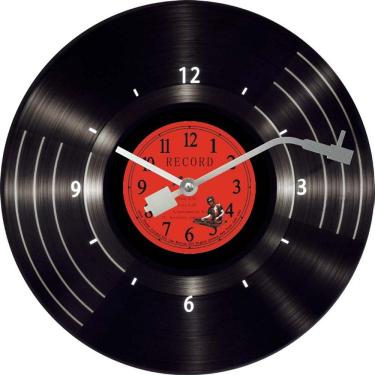 Imagem de Relógio de parede, disco de vinil retrô, 30x30cm, silencioso e sem tique-taque
