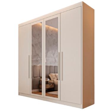 Imagem de Guarda Roupa 4 Portas Aurora Com Espelho Móveis Europa Off White