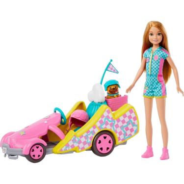 Imagem de Conjunto de brinquedos Barbie Stacie Doll com carro de kart, cachorro e acessórios