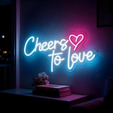 Imagem de Neonawall Neon Sign for Wall Decor Light Up Letters Led Sign Birthday Party Gifts Led Decorative Night Signs Room Decorations Supplies Birthday Party Signs for Home Bedroom Dorm (Cheers to Love)