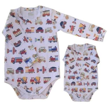 Imagem de Body Infantil Manga Longa Meios Transporte RN a G - Algodão Premium - 