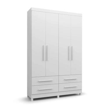 Imagem de Guarda-Roupa Solteiro Majestic 4 Portas 4 Gavetas Branco