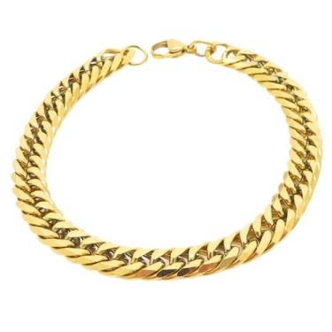 Imagem de Colar de metal misto para mulheres, banhado a ouro 18K, dois tons, prata e ouro, corrente cubana de elos cubanos, 9 mm de espessura, colar de corrente de ouro grosso de 50 cm, ideia de presente de