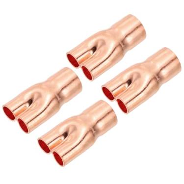 Imagem de PATIKIL 1,5 cm x 3/20.3 cm x 3/20.3 cm ID Tee Y Tipo Conexão de cobre, 4 peças Junta de soldagem Split Union Interseção para HVAC, sistema de refrigeração de ar condicionado