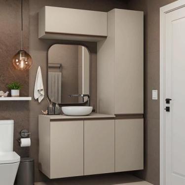 Imagem de Conjunto Gabinete Suspenso para Banheiro 120cm 5 Portas Nice Madesa 02