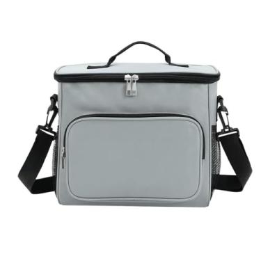 Imagem de Bolsa Térmica Preta Grande para Marmita, Lanche e Academia | Lancheira Reforçada com Alça Ajustável e Ombro | Ideal para Trabalho, Viagem, Passeio e Fitness | Mantém Frio e Quente (CINZA)