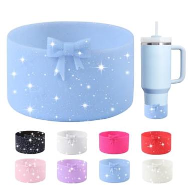 Imagem de Bota de silicone com laço de glitter para StanleyTumbler 567.0-1,134.0 g & Owala garrafa de água 680.4 g & IceFlow 567.0 g 850.5 g & Hydroflask garrafa de água 340.2-680.4 g capa antiderrapante para