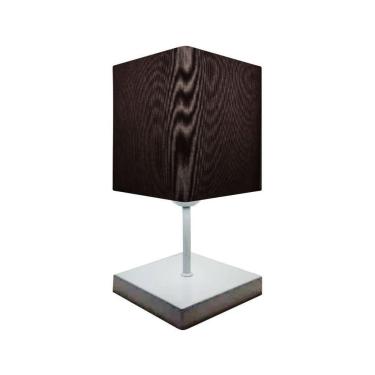 Imagem de Abajur Luminária Mesa Quarto Sala Moderno Vivare Md-2008br Cúpula Em Tecido - Bivolt Branco-preto 127/220v