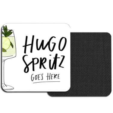 Imagem de Porta-copos quadrados Hugo Spritz para bebidas, porta-copos engraçados, conjunto de 2, porta-copos para mesa de escritório em casa, cozinha, mesa, decoração de cerveja, presentes de aniversário para