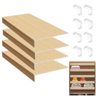 Imagem de Prateleiras de arame 61 x 40 x 5 cm cor de madeira - com suportes para locais comerciais, restaurantes, shopping centers, organização doméstica