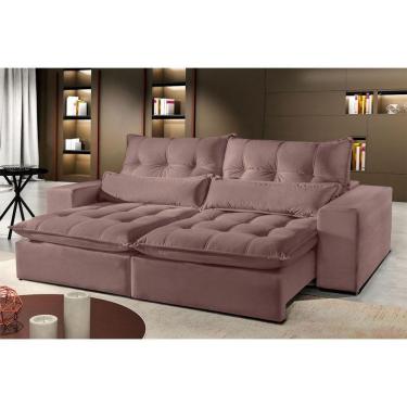 Imagem de Sofá 2 Lugares Retrátil E Reclinável Máximo 2.10m Veludo Rose Móveis Mix Rose