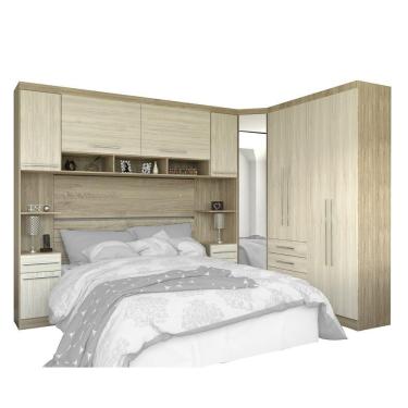 Imagem de Jogo De Quarto Casal Modulado 6 Peças Master 005 Avelã Rústico-ártico Rústico - Eucamóveis