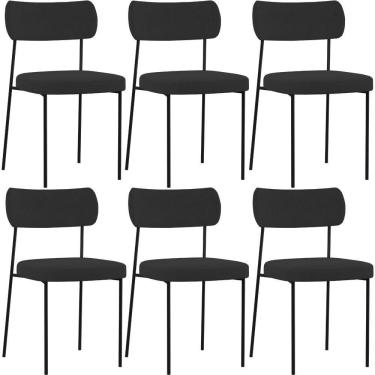 Imagem de Kit 06 Cadeiras Para Sala De Jantar L02 Suede Preto