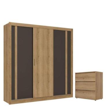 Imagem de Guarda Roupa Casal Ibiza 3 Portas Capuccino Cacau Off White Flex E Côm