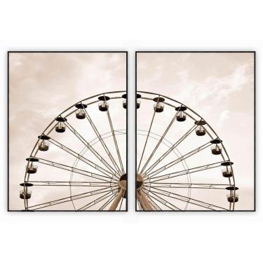 Imagem de Kit Com 2 Quadros Decorativos Cidades Com Moldura Para Sala Quarto Escritório 92x122 Cidades 009